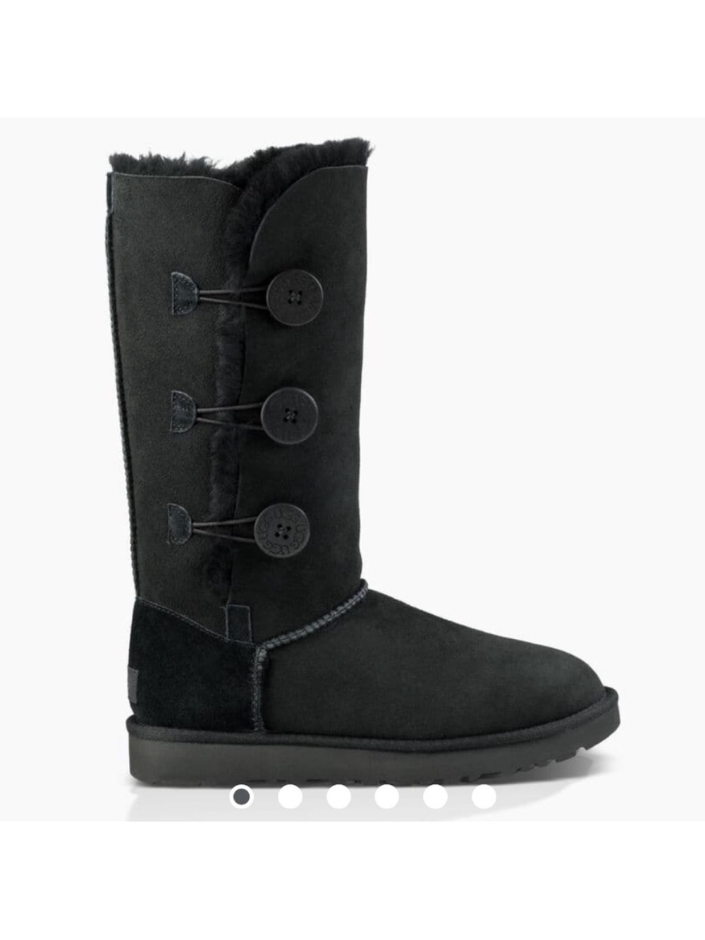 UGG Tall Button-Trim Shearling Boot in Black- Bailey Button Triplet size 11